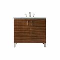 James Martin Vanities Metropolitan 36in Single Vanity, American Walnut w/ 3 CM Ethereal Noctis Quartz Top 850-V36-AWT-3ENC